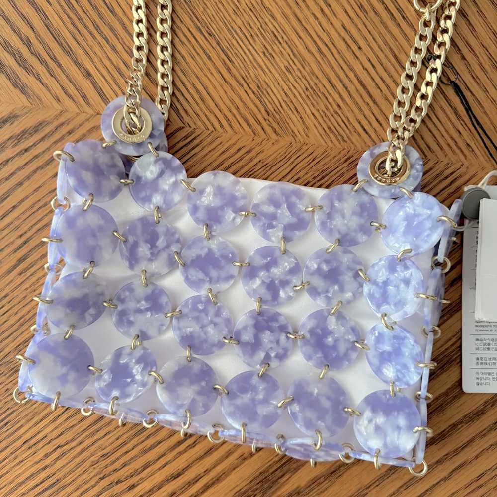 SANDRO Pastille Marbled Resin Embellished Chainmail Shoulder Bag - Lilac - Picture 3 of 13